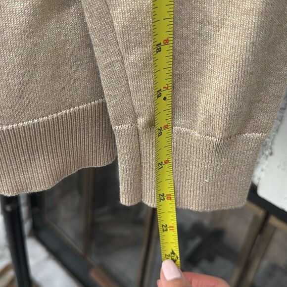 Calvin Klein women’s sweater Beige Tan Gold Shimmer Mock Neck Medium Long Sleeve - Picture 6 of 11